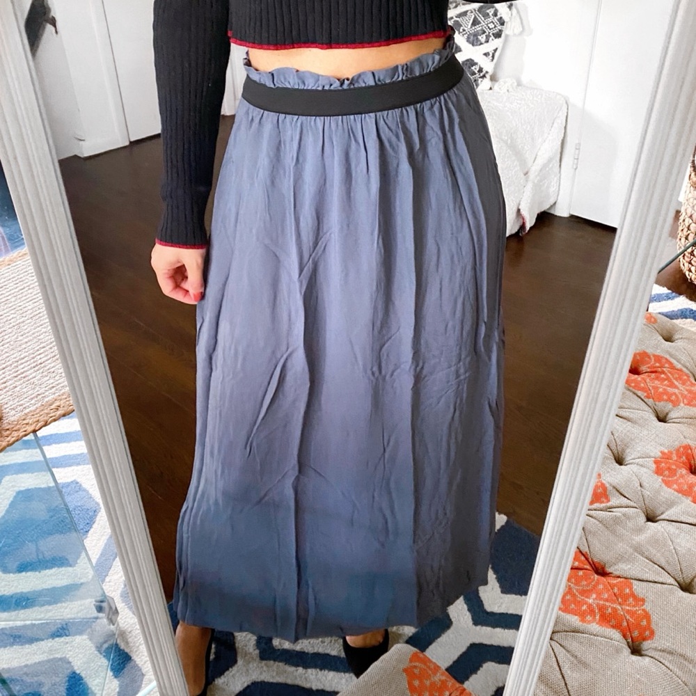 🍂 VERO MODA GREY BLUE BLACK RUFFLE WAIST MAXI SKIRT!
